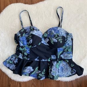 Albion fit navy floral bathing suit top